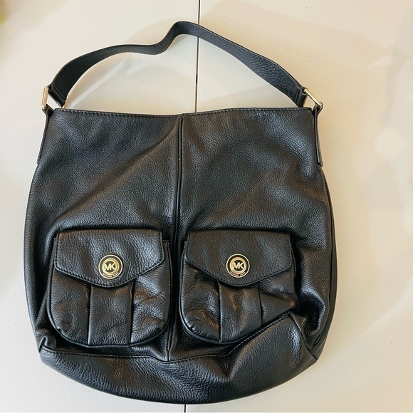 MICHAEL Michael Kors Handbags - Michael Michael Kors Hobo Satchel Leather Shoulder Bag Black